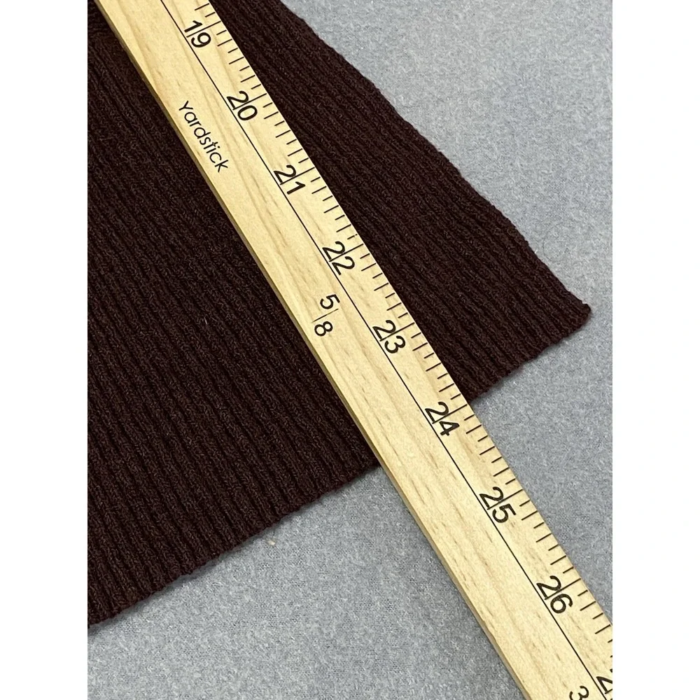 Free People XS Brown Lattice V-Neck Ribbed Knit‎ Tunic Sweater Bell Sleeve Slit